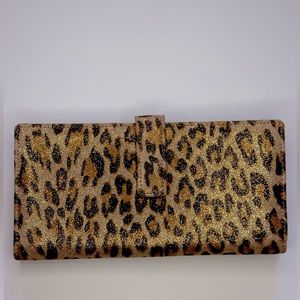 NORDSTROM RACK LODIS Leopard Copper glitter print card wallet NEW With Tags